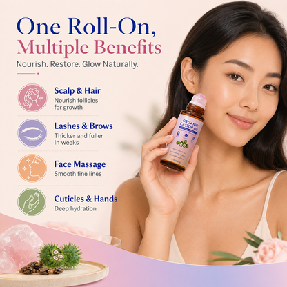 Golden Castor Oil Roll On with Rose Quartz Roller
