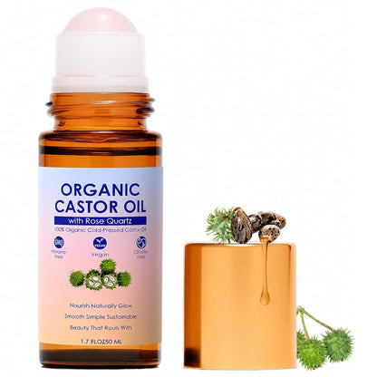 Golden Castor Oil Roll On with Rose Quartz Roller